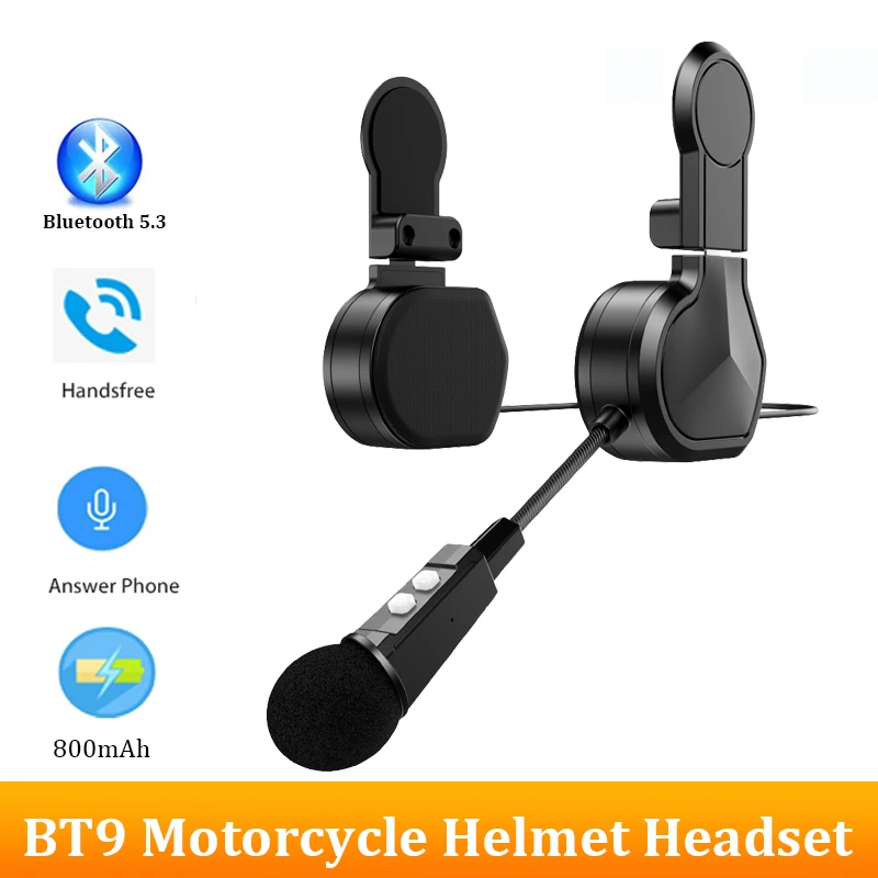 BT9 دراجة نارية سماعة رأس بخاصية البلوتوث اللاسلكية ستيريو موتو خوذة سماعات يدوي دعوة مشغل موسيقى MP3 مقاوم للماء سماعة