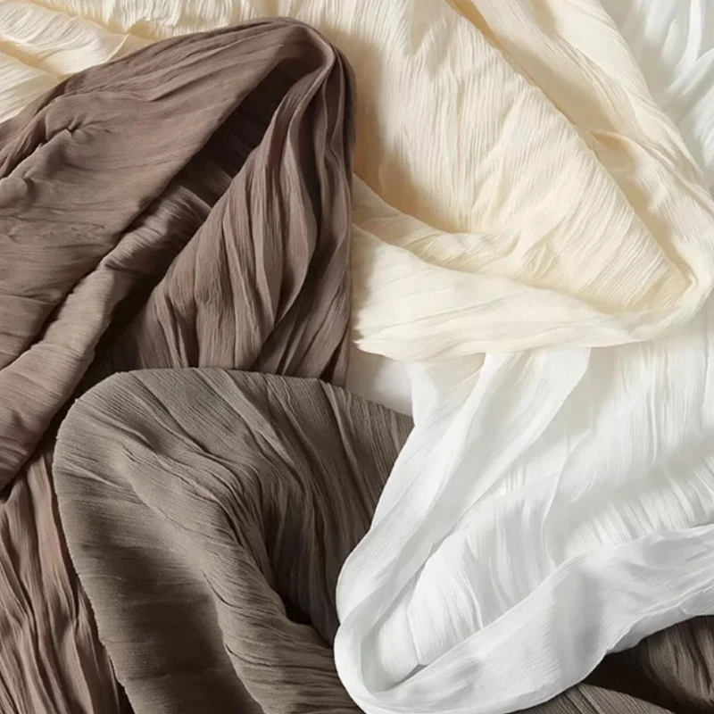 

Drape Breathable Crinkled Crushed Fabric for Fashion Dress Pants Clothing Design Cloth Diy By The Meter Sewing Material