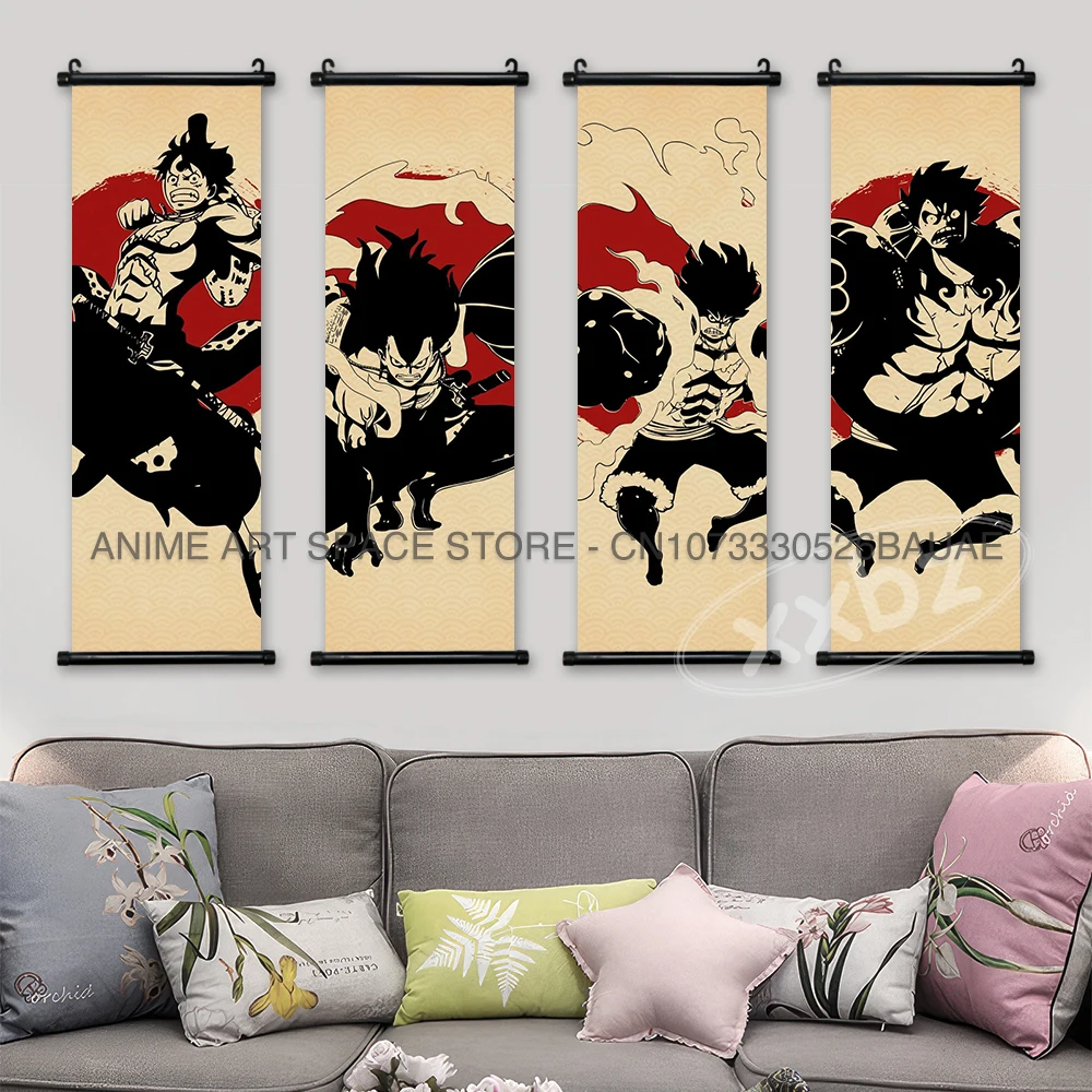 ONE PIECE Hanging Painting Anime Posters Zoro Wall Art Nami Canvas Home Decor Nico Robin Latest Bedroom Vintage Scrolls Pictures