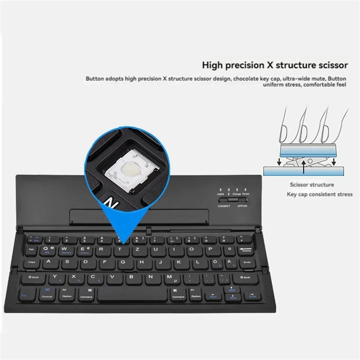 Folding Bluetooth Keyboard Portable Travel Foldable Keyboard Mini Wireless BT Keyboard for Mobile Phone Tablet Computer