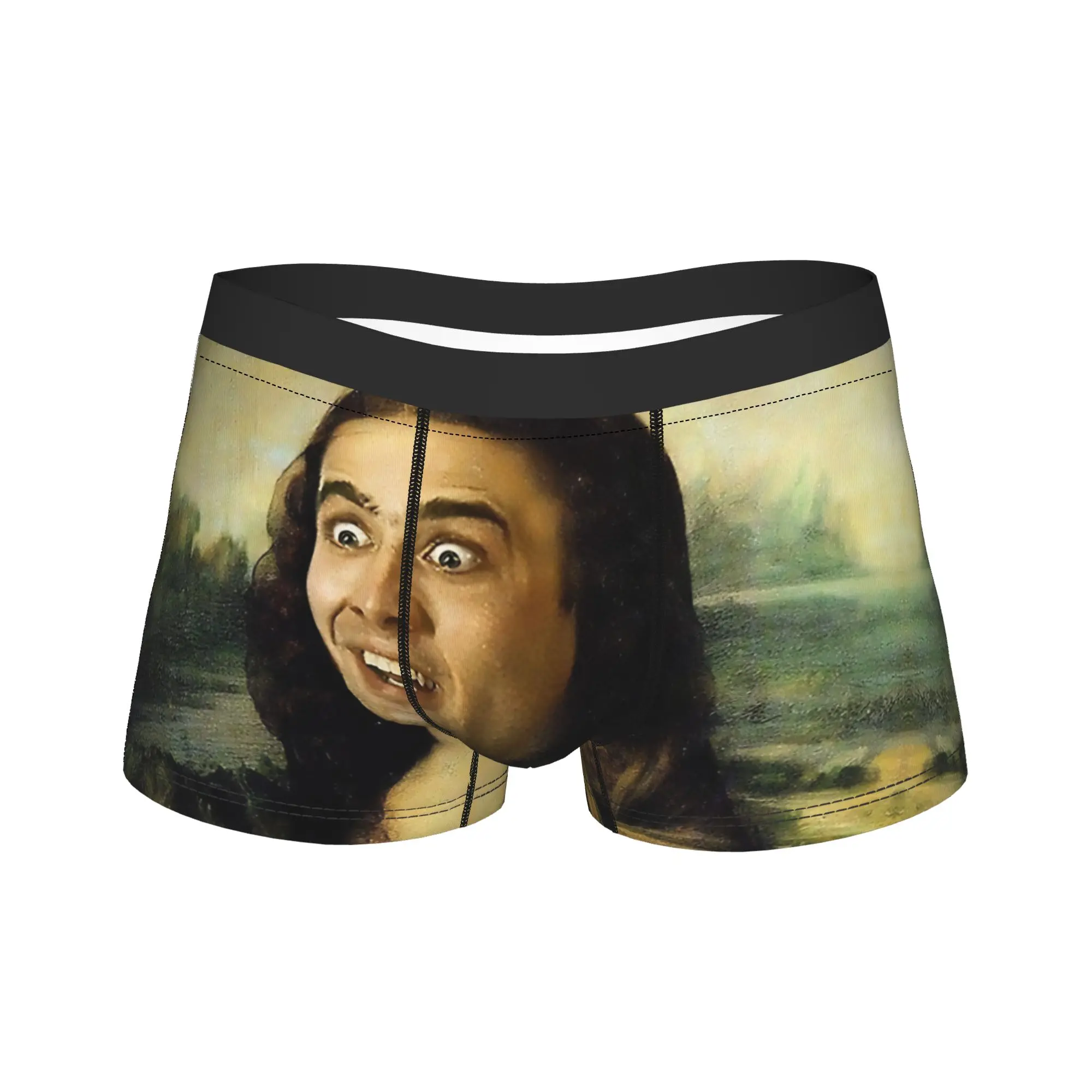 

N-Nicolas C-Cage As The Mona Lisa Boxer Brief Underwear Trenky Men Funny Boxershorts Print Plus Size Underpants