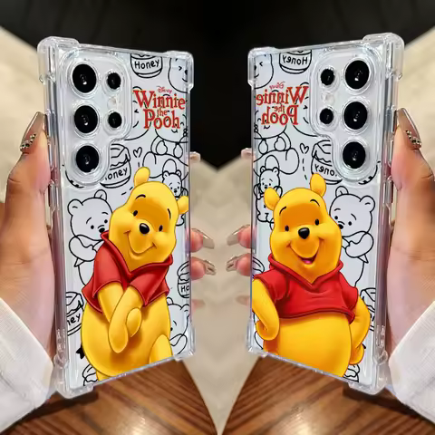 Phone Case For Samsung Galaxy S25 FE S24 S23 S22 S21 Ultra S20 Plus Note 20 10 S25FE Disneys Winnies Pooh Clear Shockproof Cover