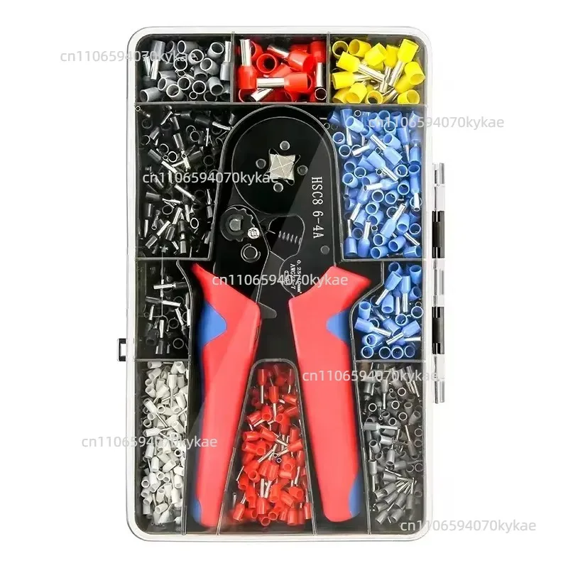 HSC8 6-4A Tubular Terminal Pressing Pliers Kit Mini Ferrule Processing Tool With 1200pcs Electrical Terminals