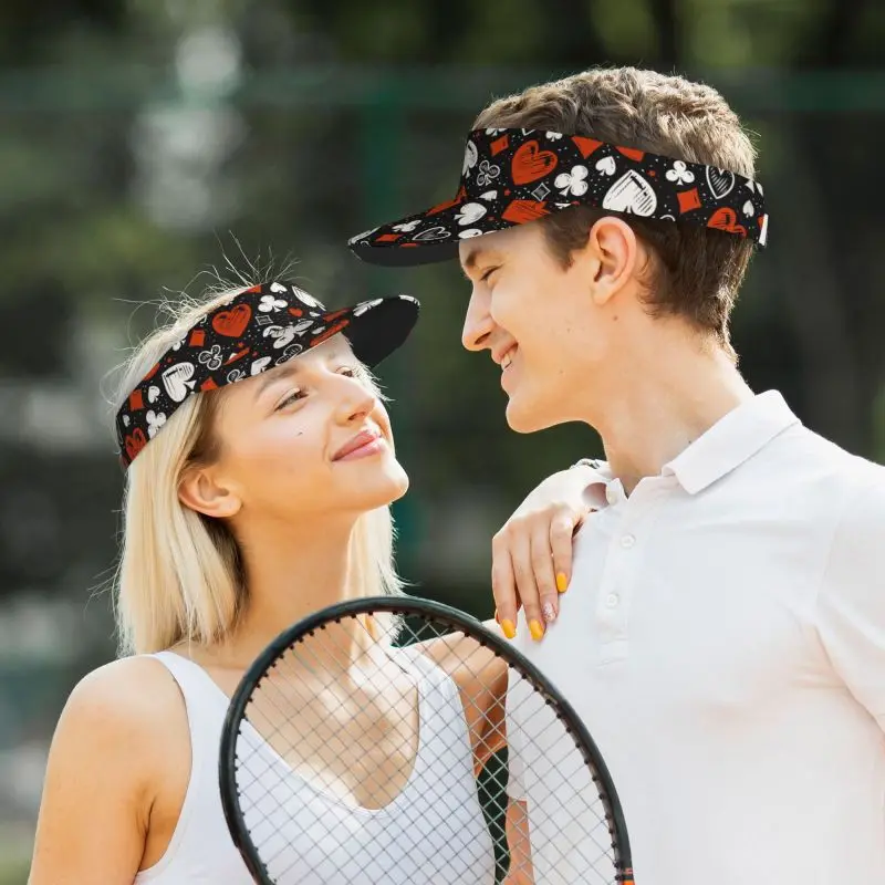 Poker Red Black Alice in Wonderland Sun Visor Hats Packable Cooling Empty Top Visor Hat for Beach Sports Golf Tennis Running - view 5