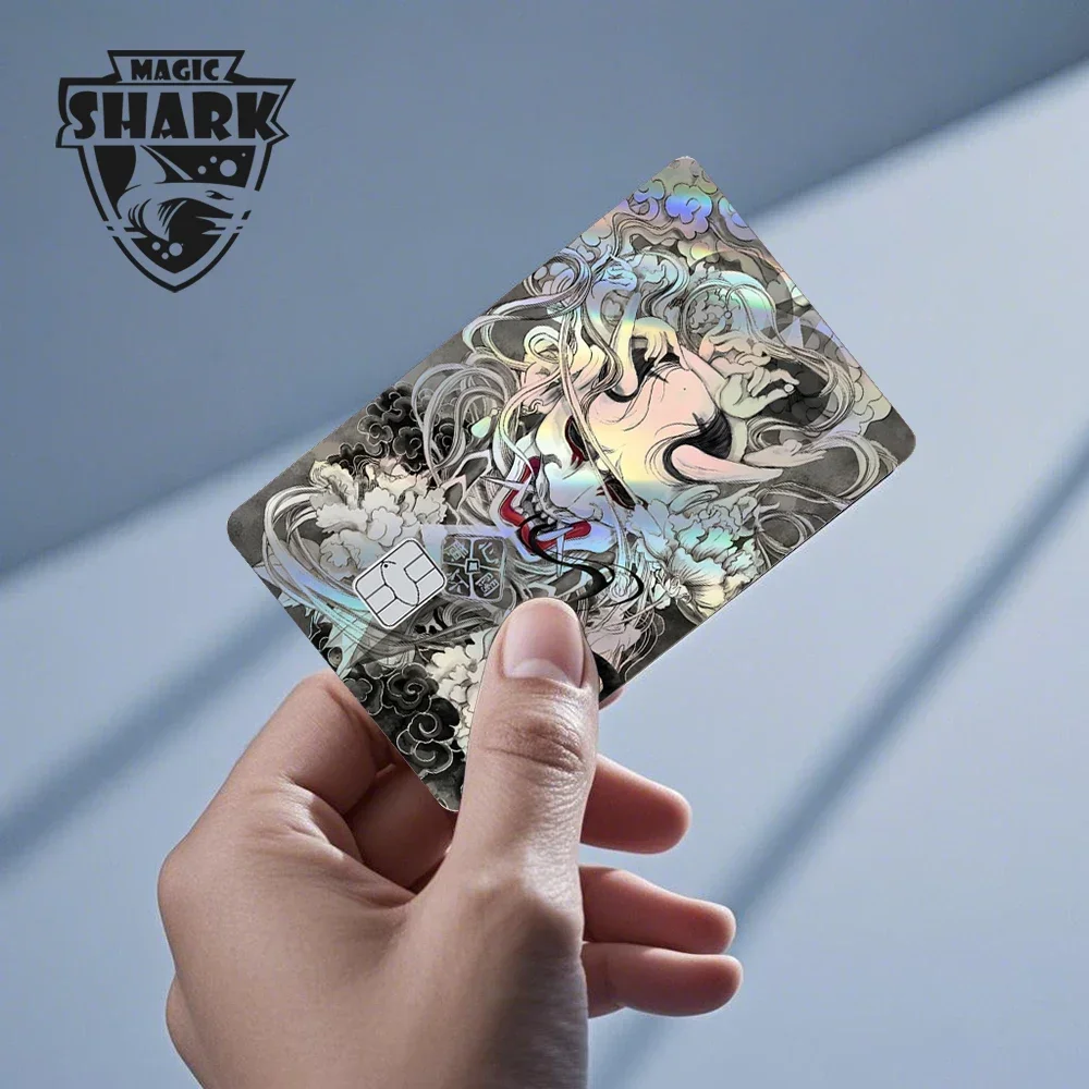 Magic Shark Evil FBI Holographic Laser Shinny Money Credit Bank Debit Film Skin Sticker Cover No Fade