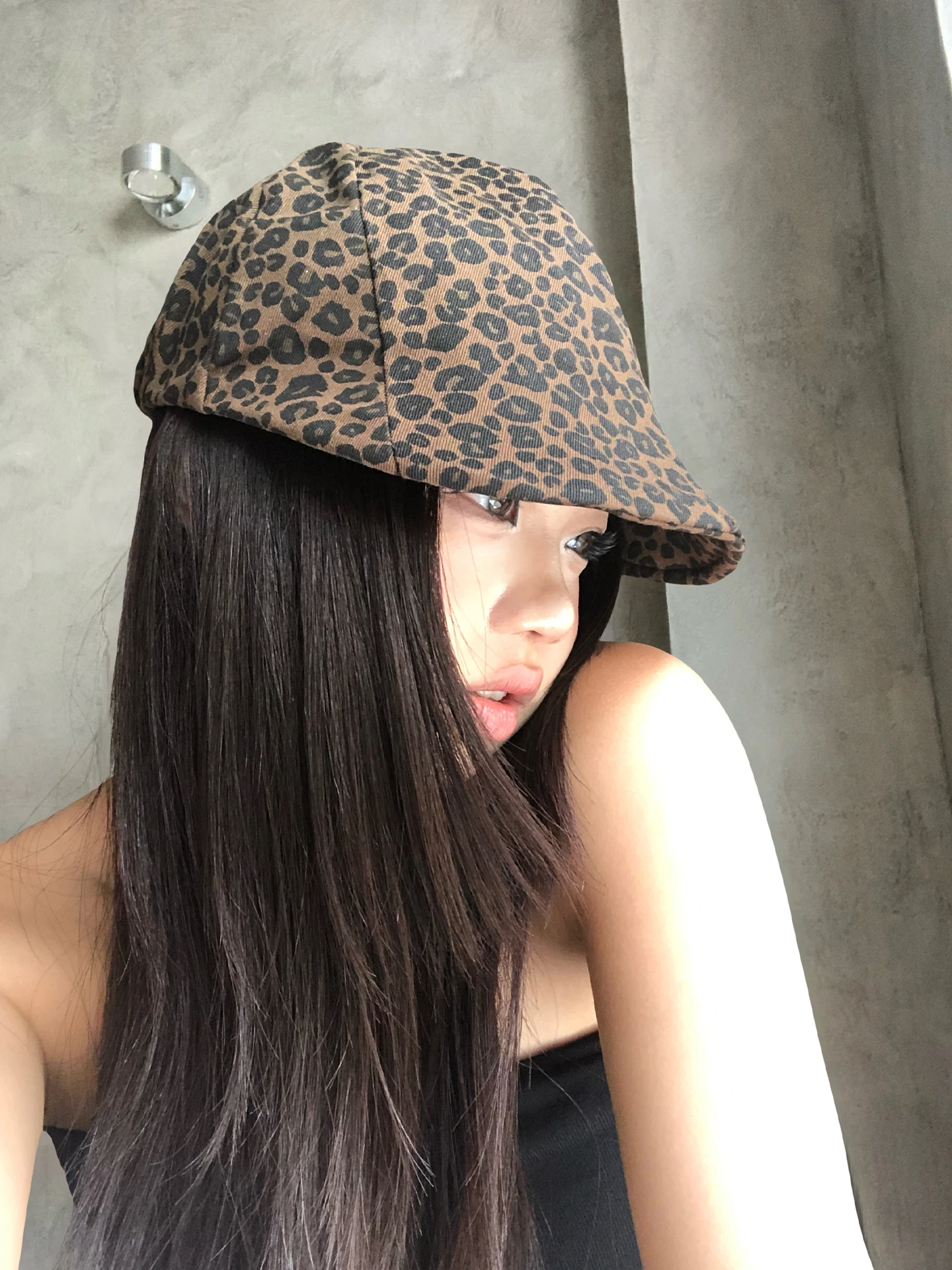 Retro Leopard Print Beret Hat Women's Spring Summer New Style Small Design Versatile Face Slimming Newsboy Cap round Top