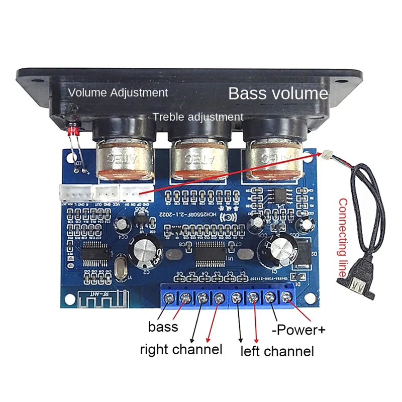 

2.1 Channel Bluetooth Digital Amplifier Board 2X25w+50W BT5.0 Subwoofer Class D Audio Board DC12-20V With USB Cable