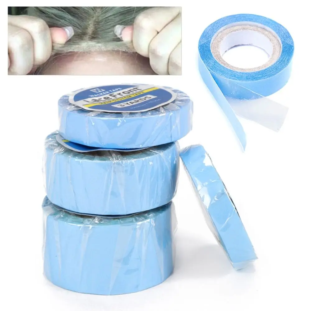 

3 ярда/рулон, двусторонняя лента для парика, прочный клей, ультрафиксирующая кружевная передняя клейкая синяя водонепроницаемая лента для системы волос для наращивания волос