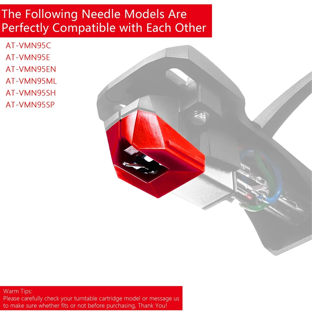 

Y02AAT-VMN95E Замена эллиптического проигрывателя проигрывателей, игла для проигрывателя алмазных пластинок для Audio-Technica AT-LP120X
