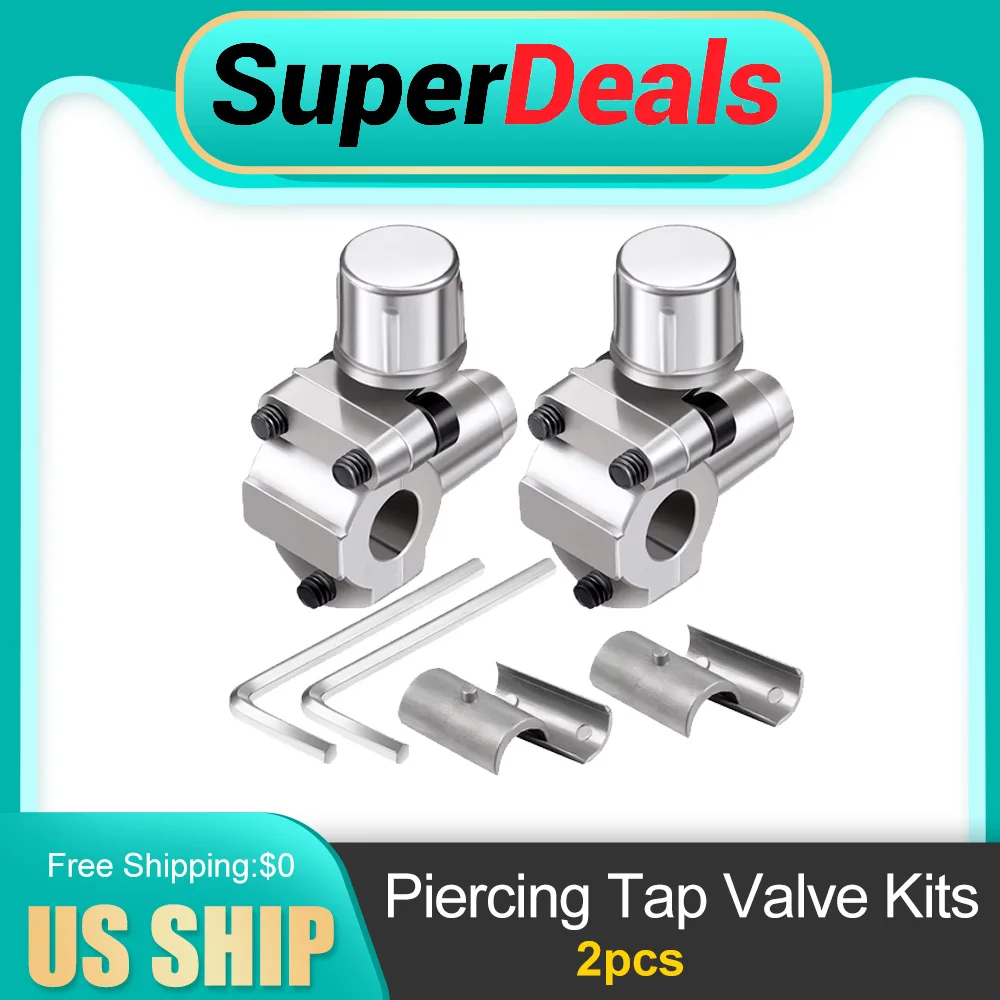 

2PCS Piercing Tap Valve Kits Compatible with 1/4, 5/16, 3/8 Inch Outer Diameter Pipes, Car Air Conditioning Refrigerant Charging