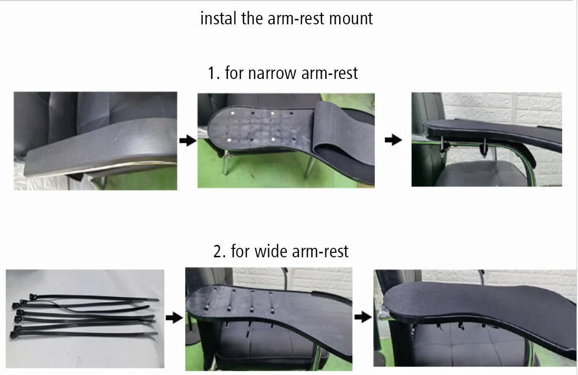 DL-K20 universal Chair Arm Clamping Mouse mat Pad mount + arm Wrist rest Support 480*230mm Elbow Rest  strong black most chair