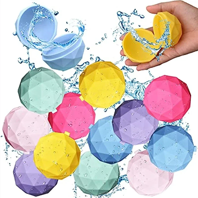 4Pcs Cute Reusable Water Balloons Quick Fill Silicone Self-Sealing Water Ball Water Toys for Summer Party Outdoor Pool Garden