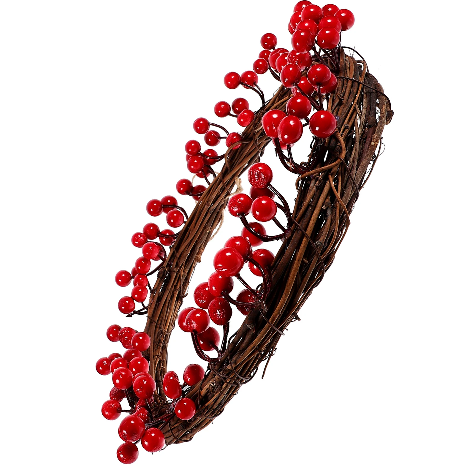 

30cm Red Fruit Vine Circle Christmas Home Decoration Artificial Berry Wreath Hanging Festive Door Wall Garden Supplies