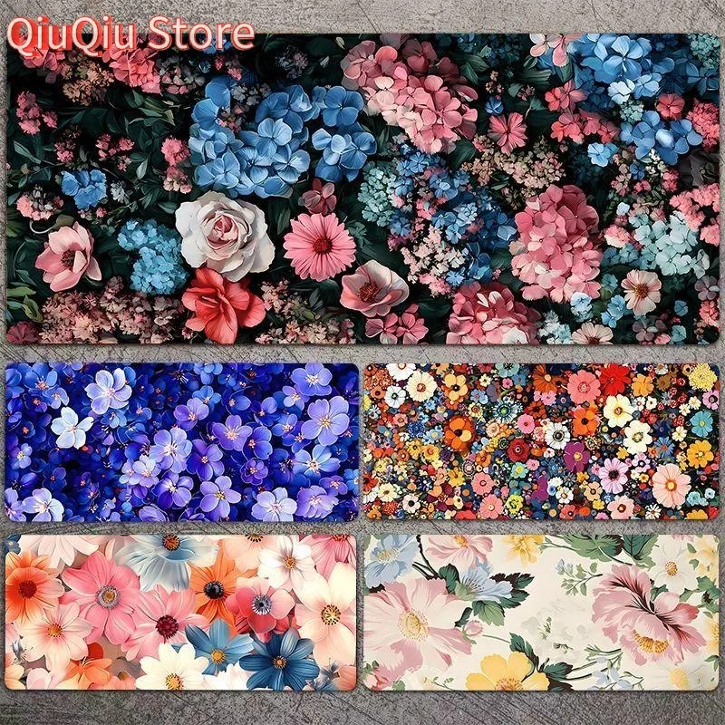 Extended Mouse Pad Romantic Roses Beautiful Flowers Pattern Office Extra Large Thickened Computer Keyboard Desk Rubber Mat for A