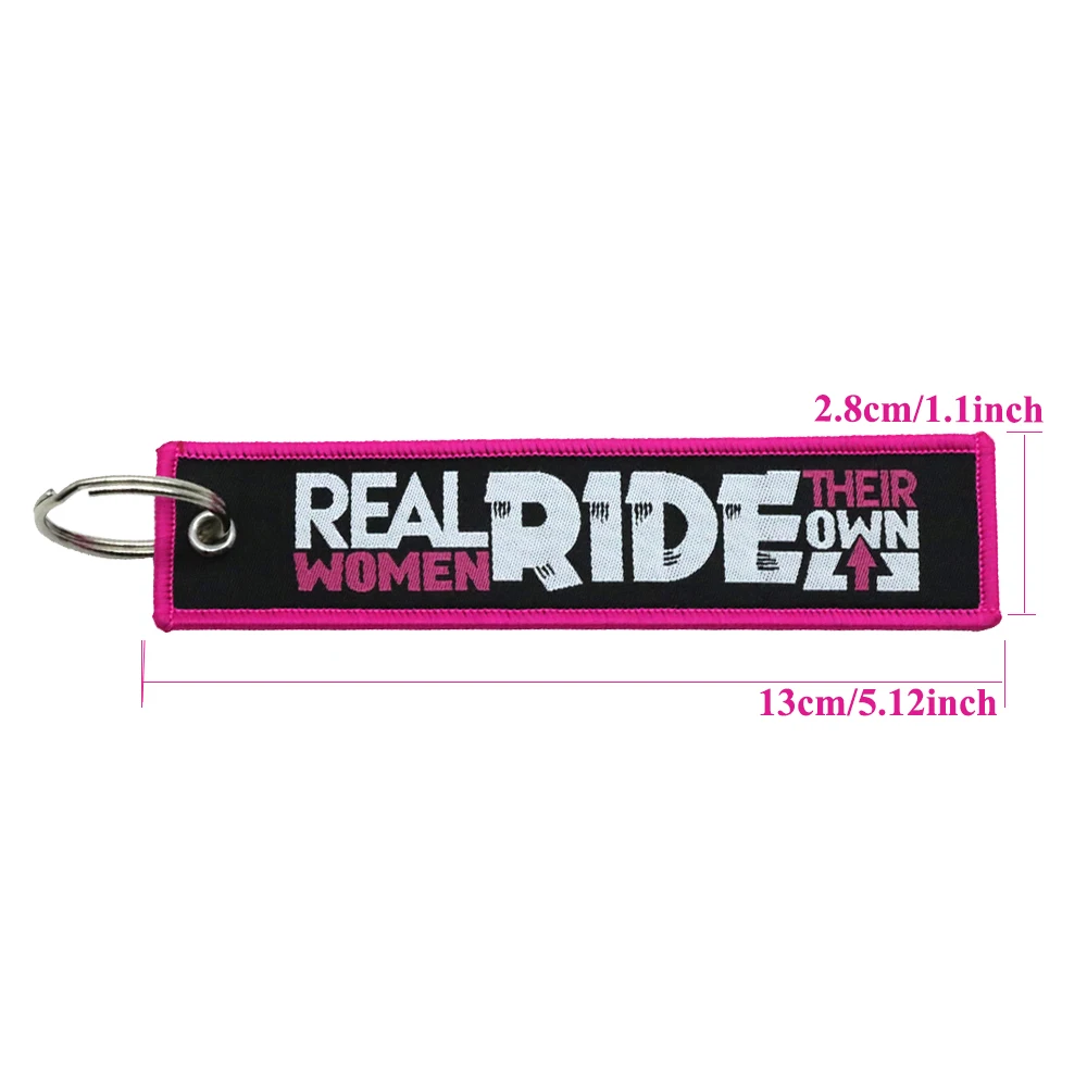 1PCS Real Women Ride Their Own LOGO Jewelry Accessories Key Ring Woven Keychains Special Luggage Label For Aviation Gifts