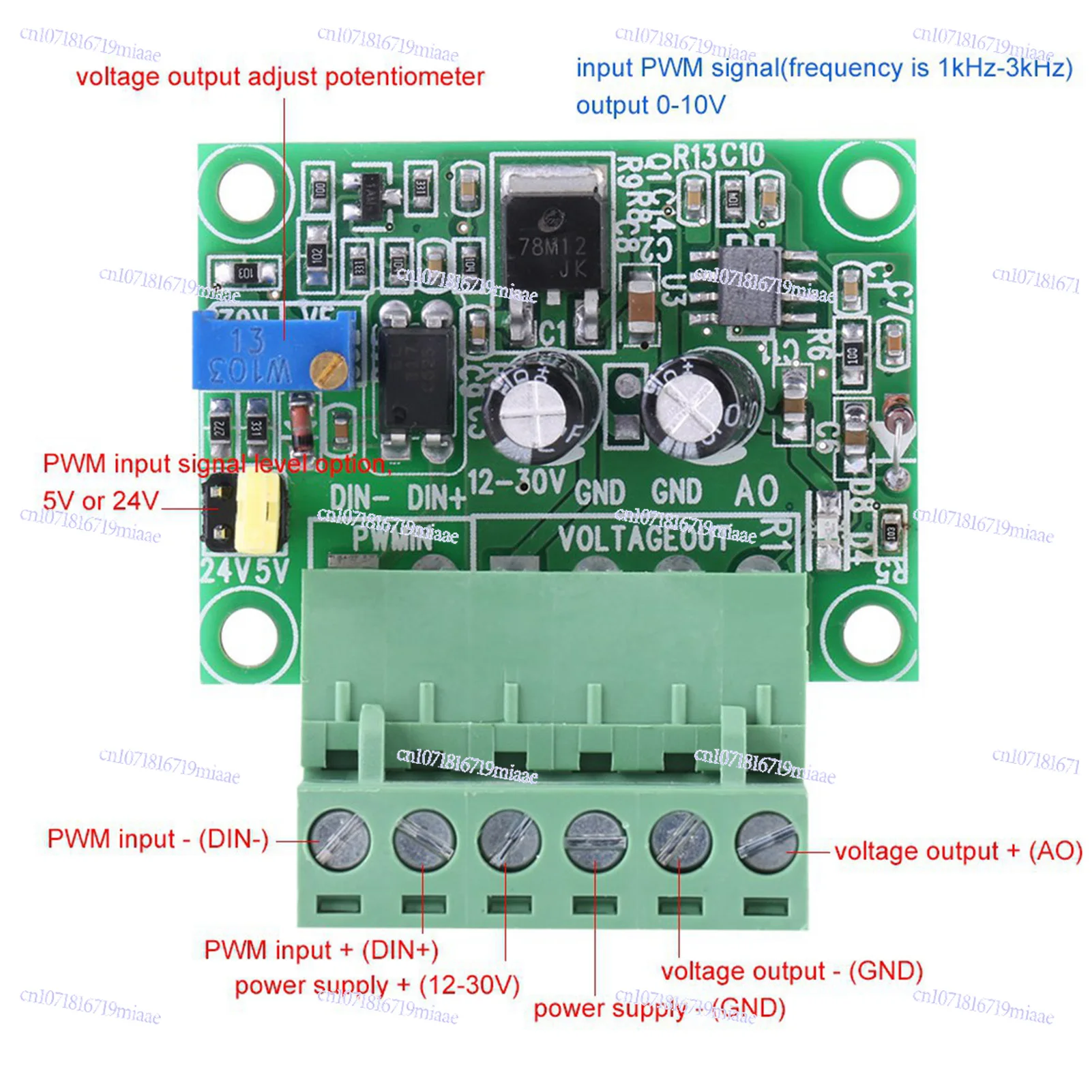 Industrial Interface Conversion Module PWM To 0-10V Module, Digital To Analog Module
