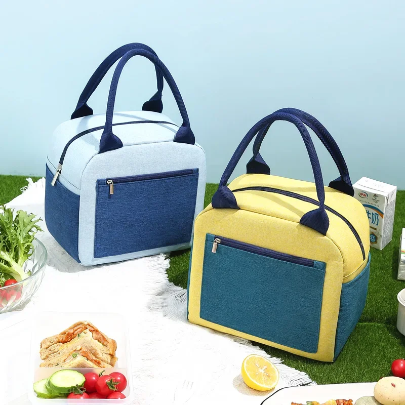 Children Lunch Bags Colored Bento Bag Insulated Bag Lunch Box for Women Handbag Thickened Waterproof Lunch Box Picnic Bag 보냉백