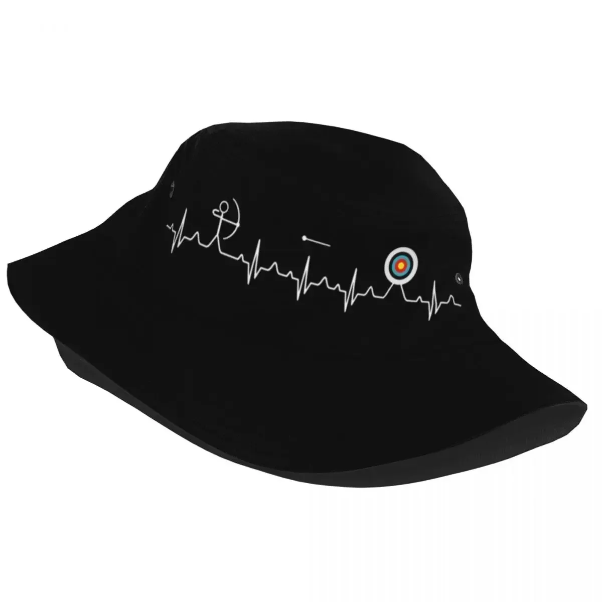 Archery Heartbeat Target Bucket Hats Summer Beach Hatwear Arrow Sport Fisherman Cap For Outdoor Sport Boonie Hat Lightweight