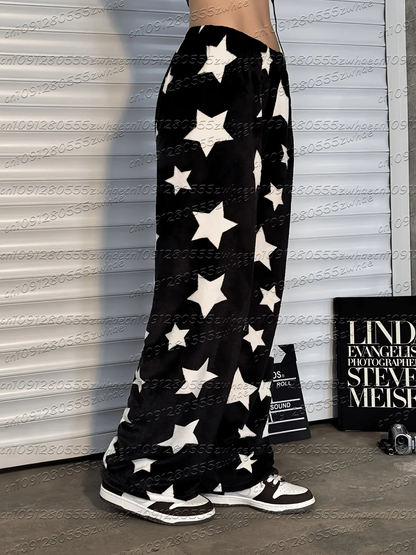 2026 Winter Women Cartoon Stars Print Plush Pajama Pants Women Soft Trousers Cute Women Casual Home Anime Cartoon Pajama Pants