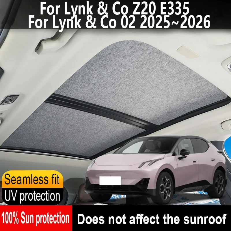 Car Sunroof Insulation Roof Visor For Lynk & Co Z20 02 E335 2025~2026 2025 Anti-UV Electrostatic Adsorption Sky Curtain Sunshade