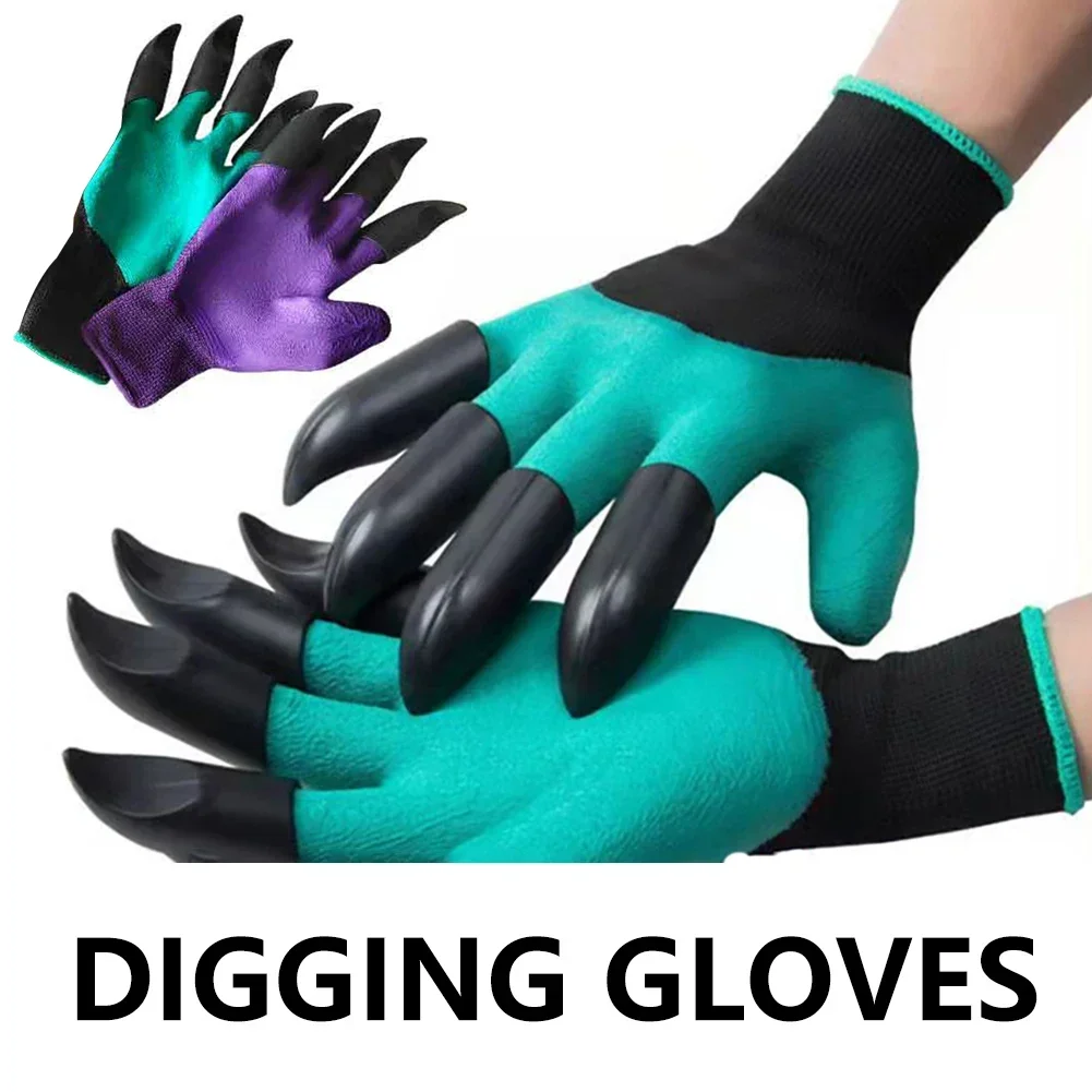 Garden Gloves with Double Fingertips Claws Waterproof Gardening Working Gloves for Digging Planting Weeding Seed Tools