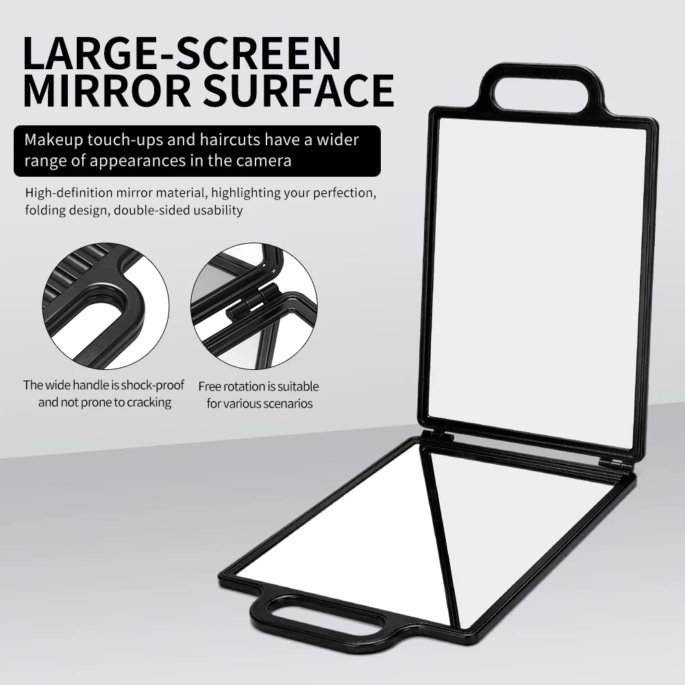 

Hair Salon Double-Sided Foldable Mirror Professional Barber Rearview Mirror Portable Handheld Self Cutting Hairdressing Mirror