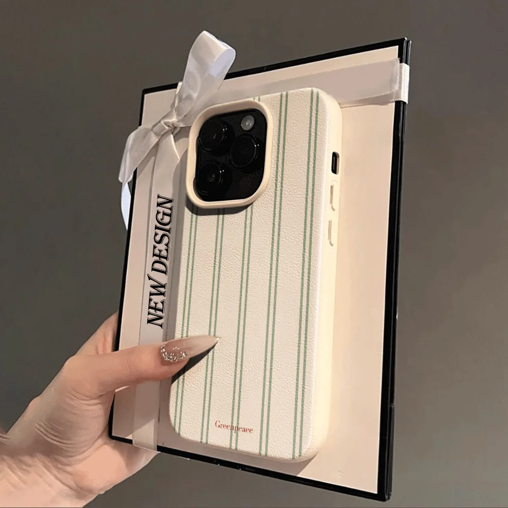 Koreanischer Stil Rosa-Weiß Gestreifter Handyhülle für iPhone 17 16 15 14 13 12 11 Pro Max Plus 17 X XR Silikon Matt Weiche Hülle – Detail 2