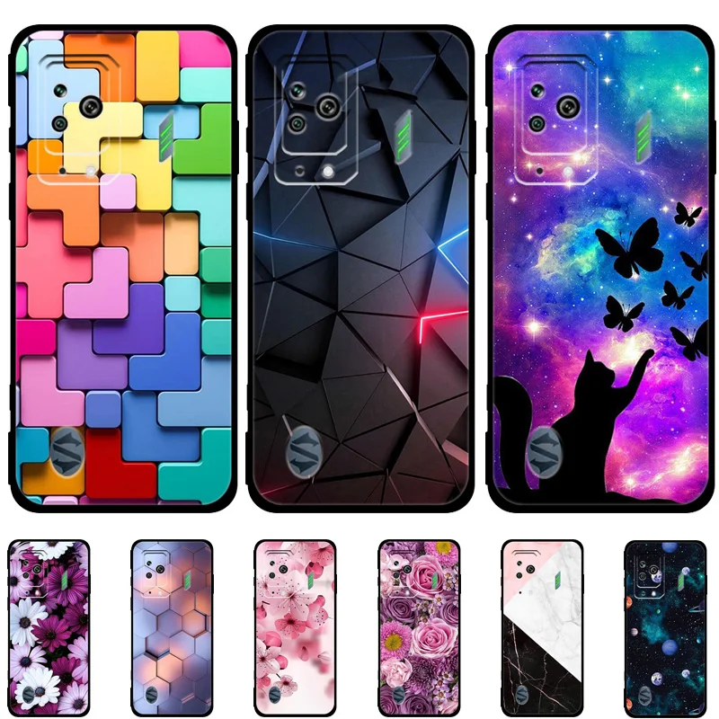 For Black Shark 5 Pro Case for Xiaomi Black Shark 5 Funda Flower Paint Soft Silicone Phone Case For BlackShark 5Pro Cover Coque