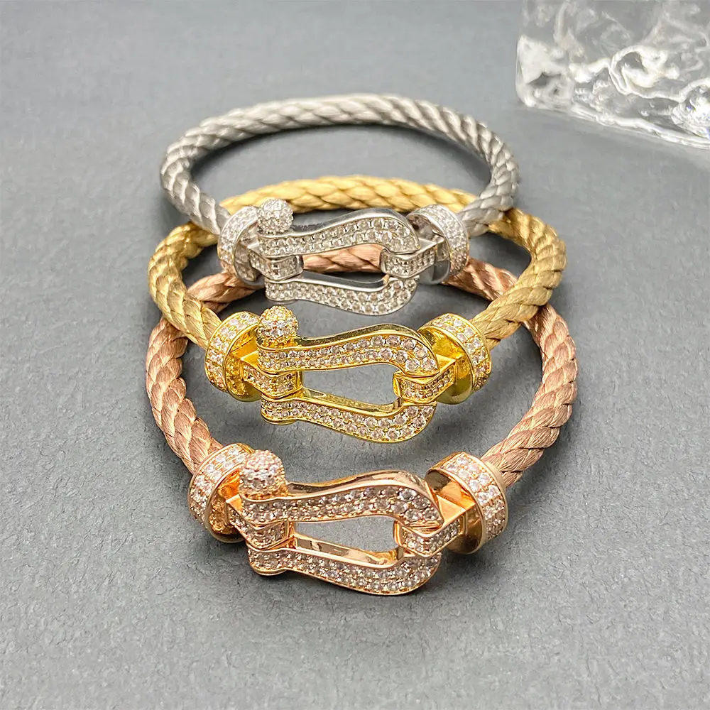 

Высококачественный большой браслет с бриллиантовой застежкой в форме подковы, винтажный роскошный браслет, ювелирные изделия унисекс