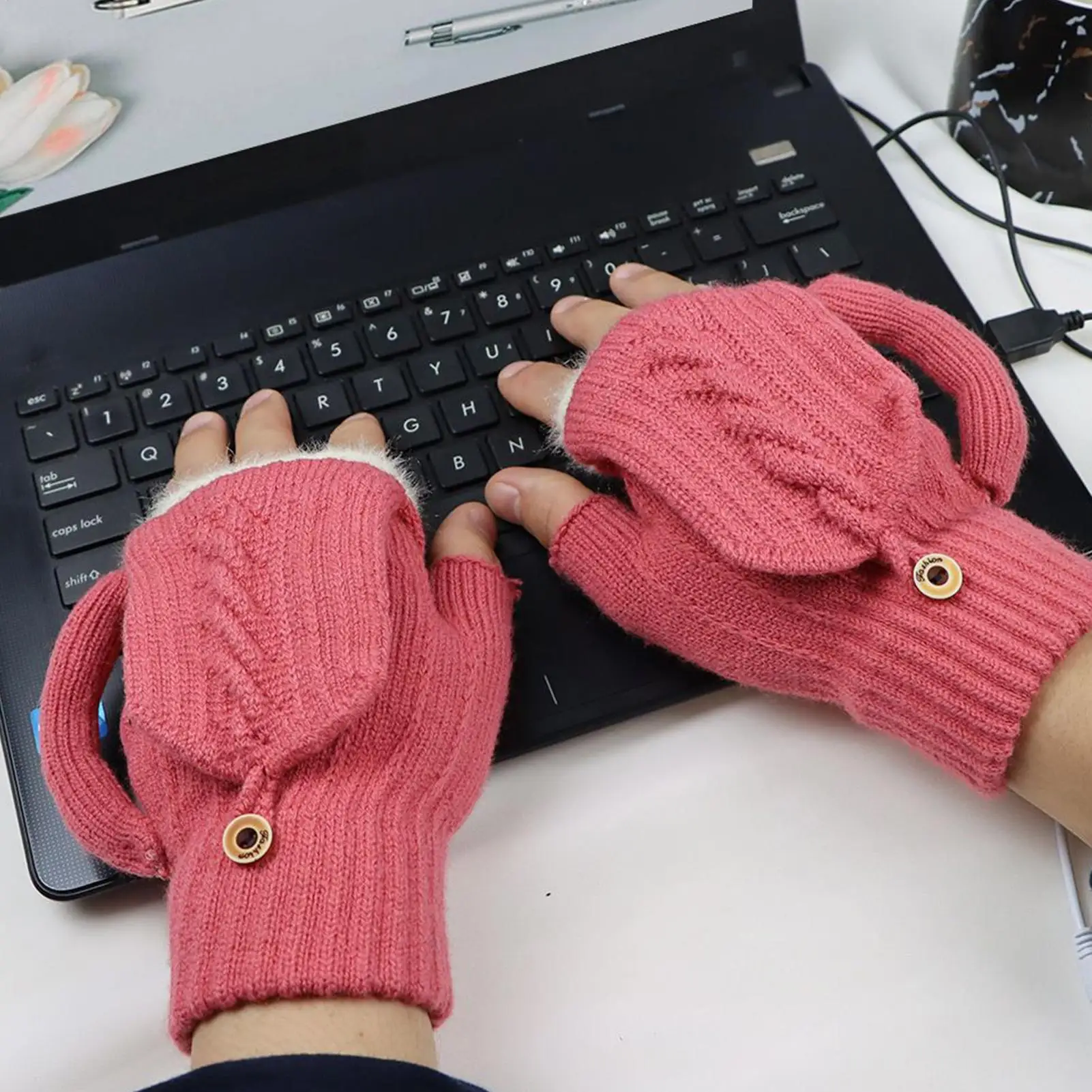 Guanti riscaldati Guanti riscaldati USB Guanti termici lavabili per campeggio invernale Sci Tempo freddo Ufficio ciclistico per interni ed esterni