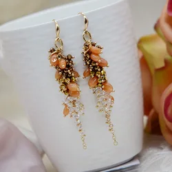 2025 New Drop Shape Long Tassel Earrings Ethnic Style Exaggerated Glass Crystal Earrings Bohemian Accessories for Women