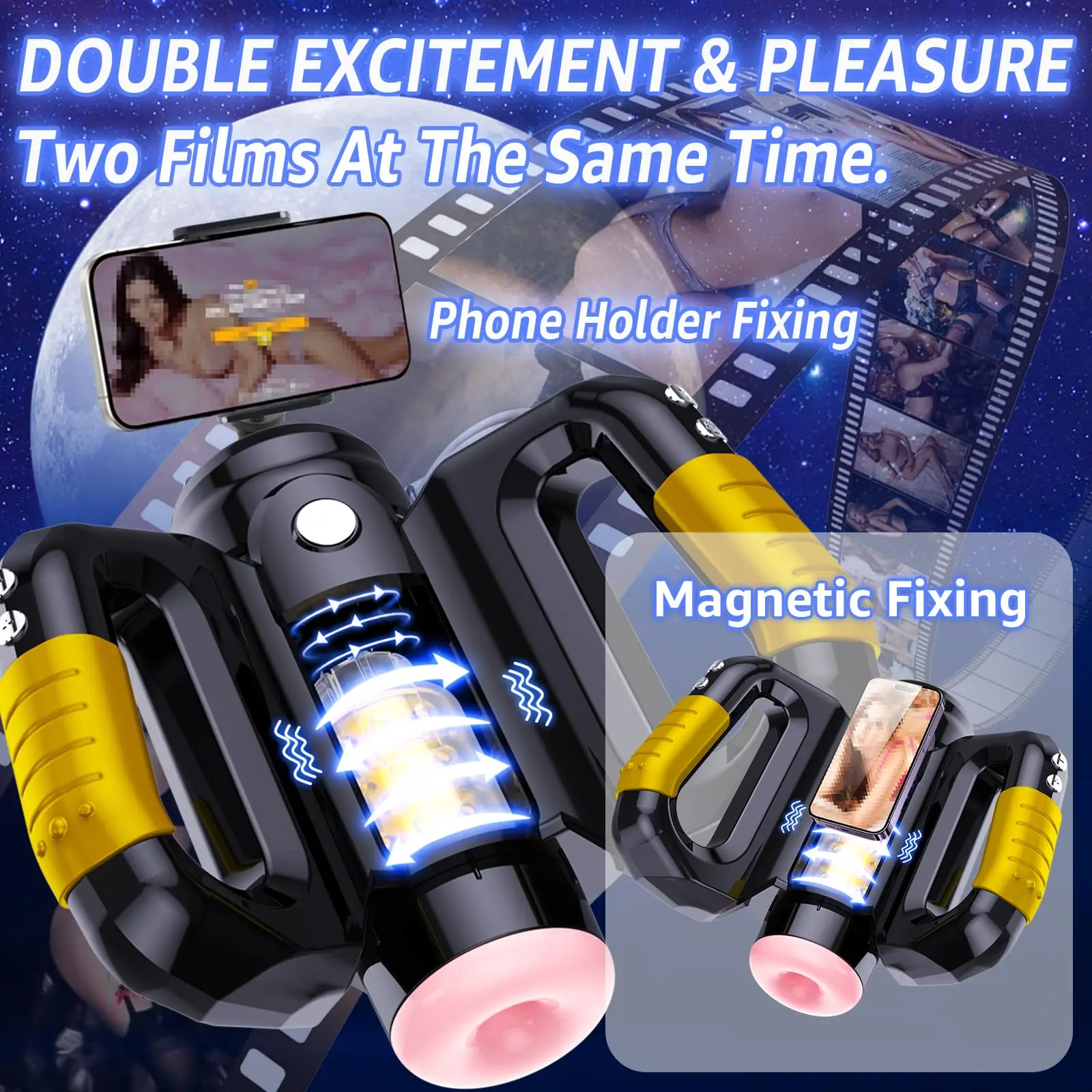 Automatic Gamepad Male Masturbators with 10 Thrusting & Rotating Sex Toys for Men with Cell Phone holder Magnetic Attachment 18+