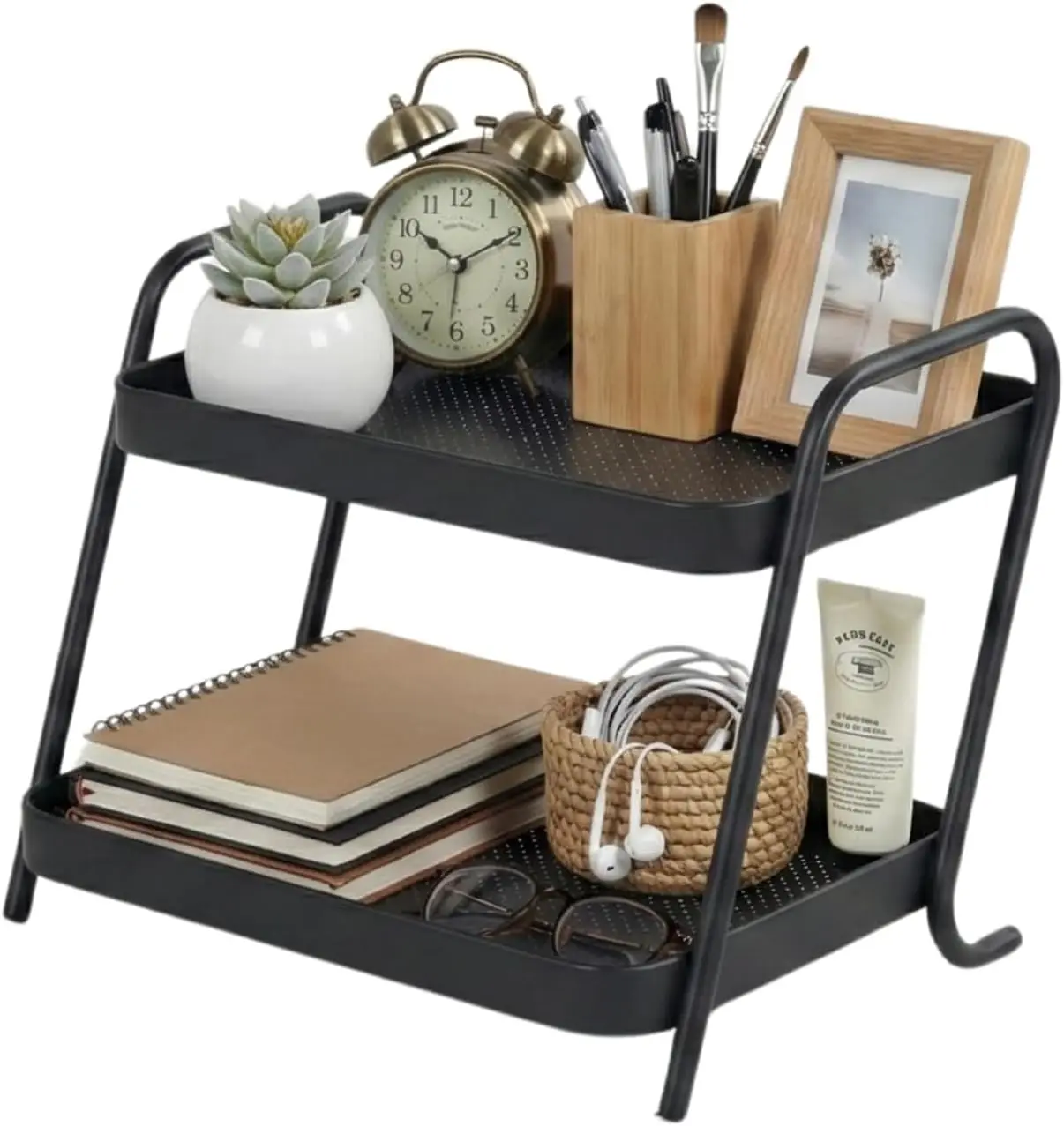 

2-Tier Desk Organizer Multifunctional Storage Shelves for Office, Dresser, Kitchen, Stylish Organizer for Cosmetics, Off
