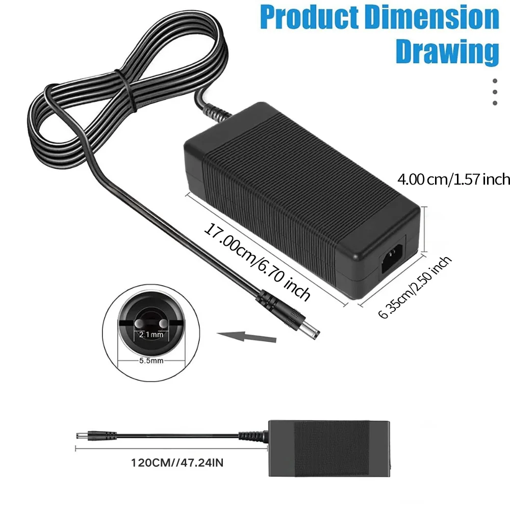 120W 12V 10A Desktop Power Adapter AC/DC Universal Power Supply with 8-in-1 DC Plugs & Figure-8 Power Cord Switching Charger for