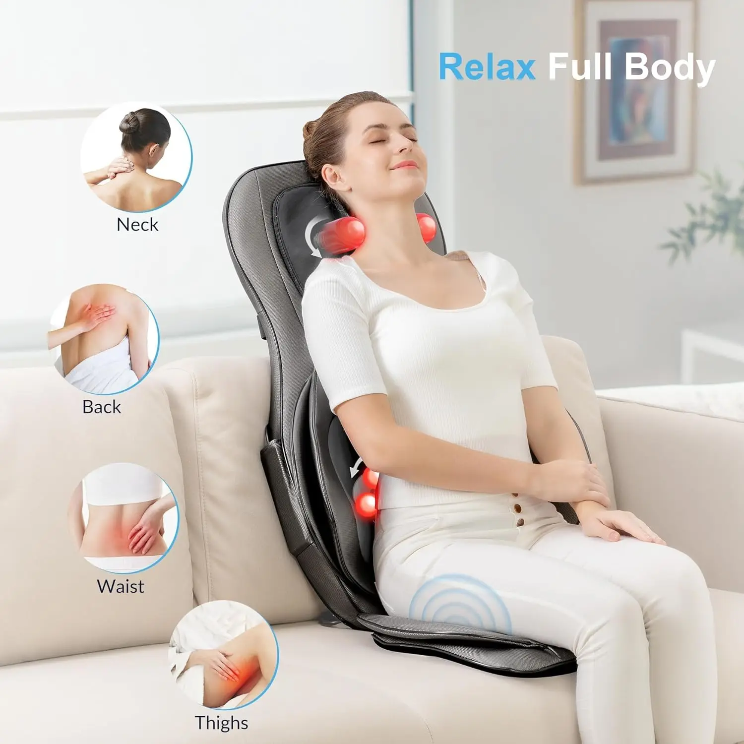 COMFIER Shiatsu Neck Back Massager with Heat, 2D ro 3D Kneading Massage Chair Pad, Adjustable Neck Massage,Seat Massager for Ful