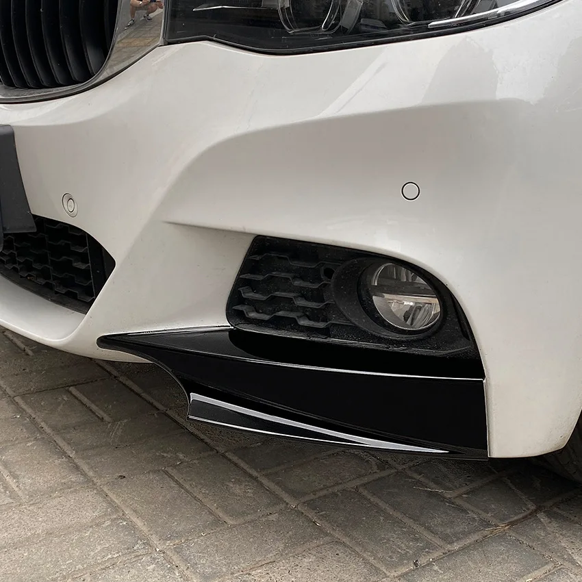 Car Front Bumper Lip Body Spoiler Cover Fog Lamp Splitter Canards Stickers For BMW 3 Series GT F34 320i 325i M Sport 2014 ~ 2019