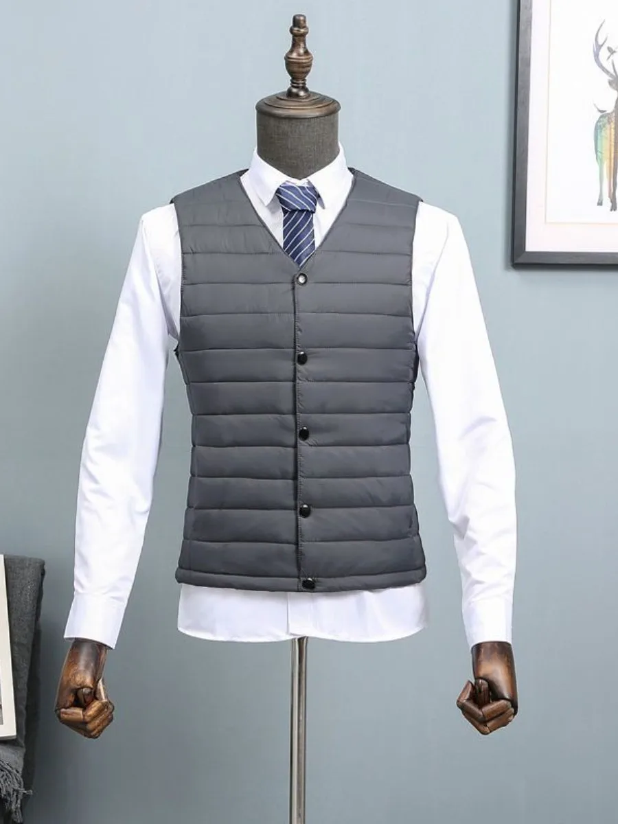 

Мужской зимний модный приталенный пуховый хлопковый жилет Thiened Lightweight V-Ne ort Jaet Sle Внутренняя одежда для среднего возраста