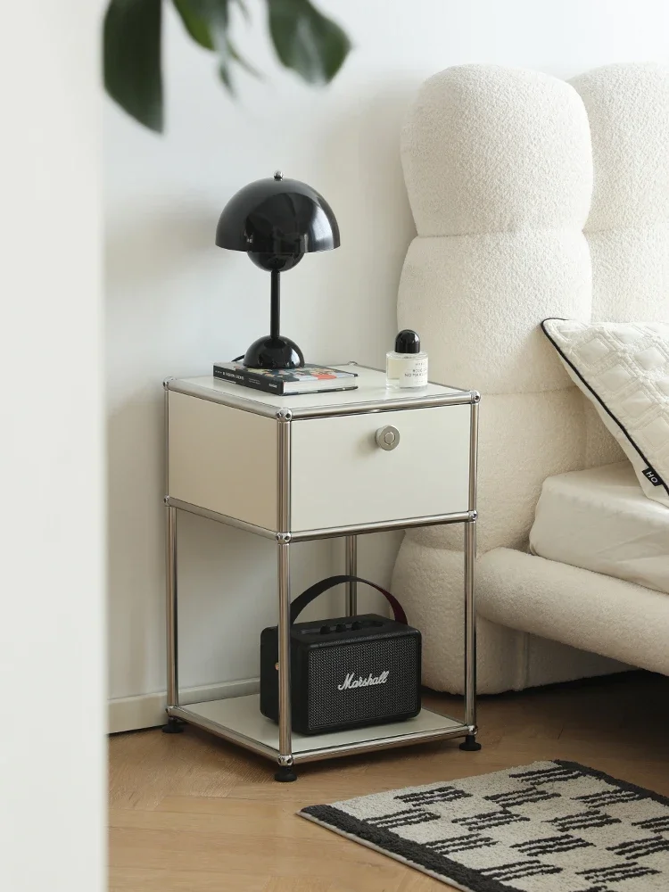 Medieval module bedside table household small apartment bedroom bedside narrow cabinet simple sofa side cabinet