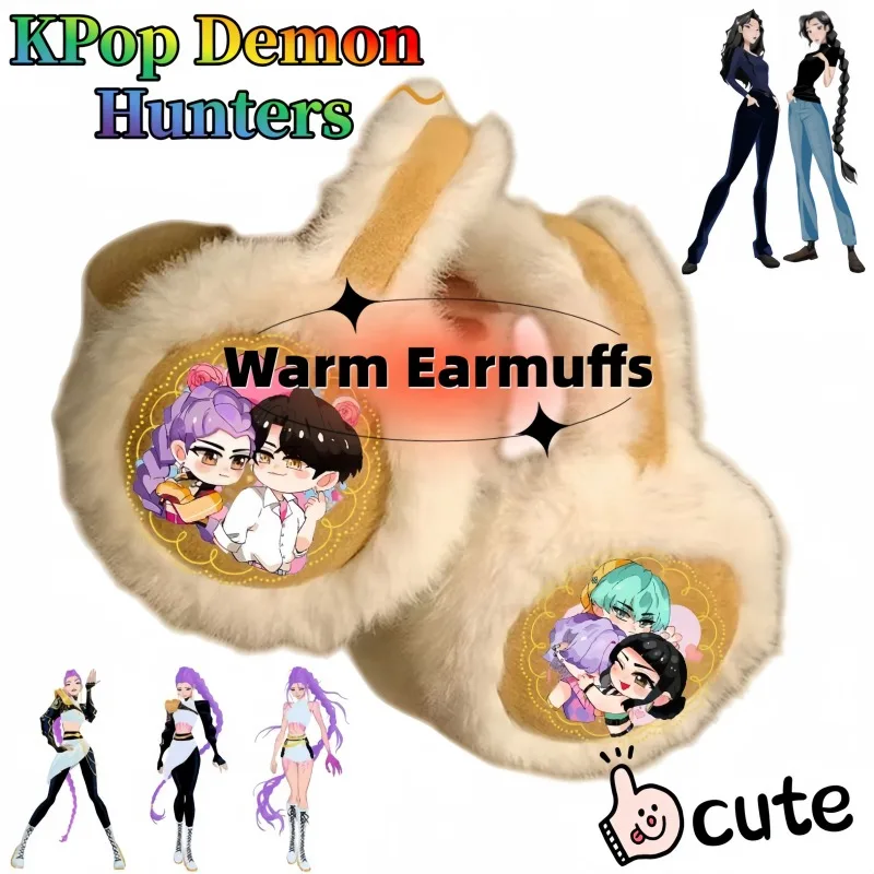 

KPop Demon Hunters earmuffs, cute cartoon style, winter personalized cycling ear protection, warm ear muffs, birthday gift