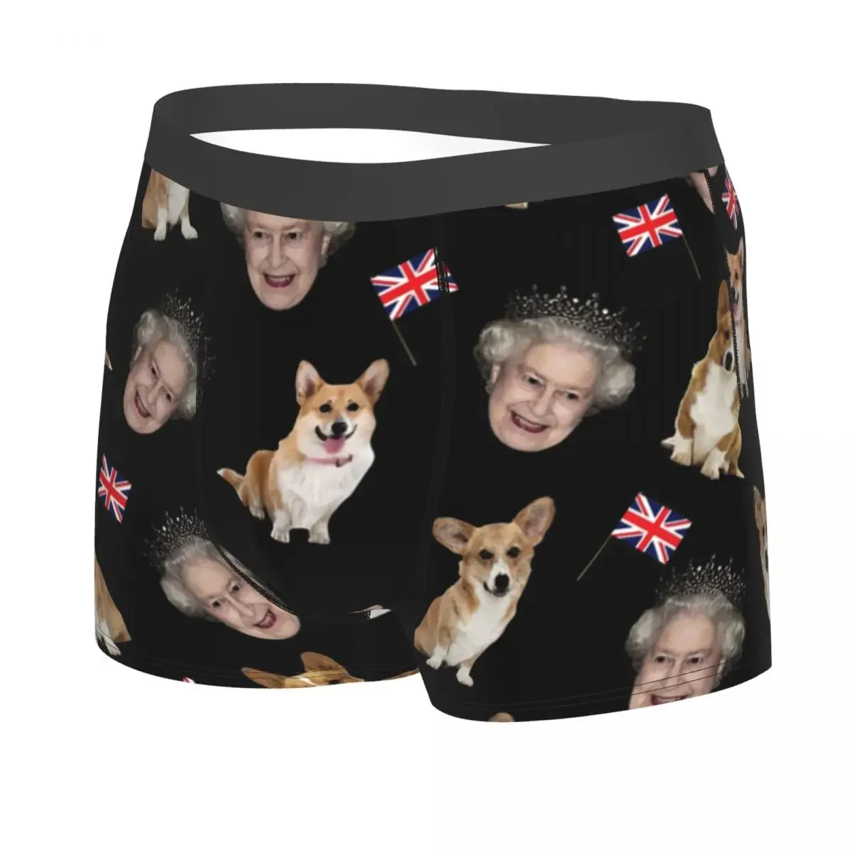 Queen Elizabeth And Corgis Pattern Boxer Shorts For Homme 3D Printed Male Underwear Panties Briefs Breathbale Underpants