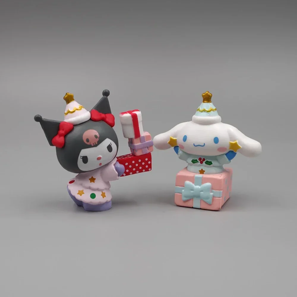 Figura de Hello Kitty Sanrio de 5Cm para niños, muñeco de Anime con melodía, Cinnamoroll, Kuromi, decoración de tartas Diy, regalos de navidad