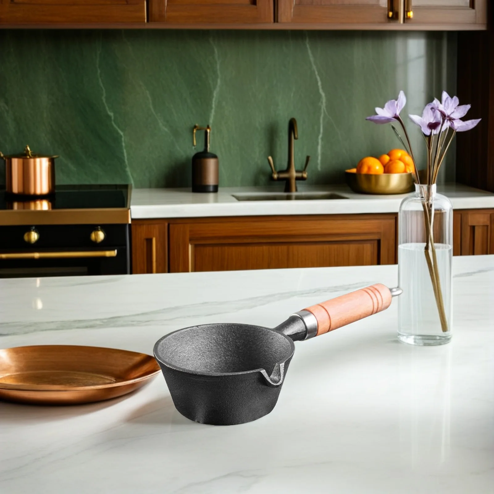 

Mini Egg Frying Pan Iron Heating Pot Ergonomic Long Handle Melting Chocolate Butter Cheese Milk Heating Pot Kitchen Gadget