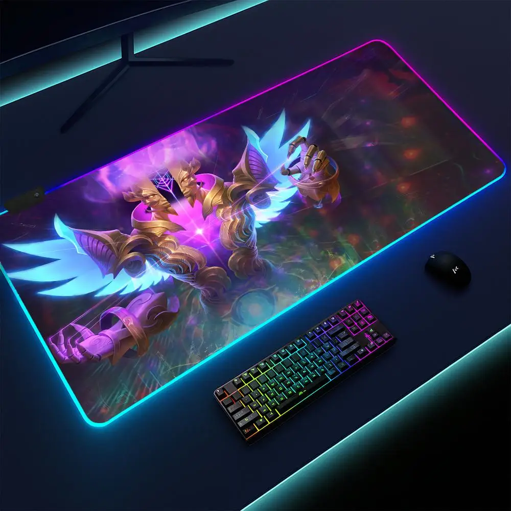 

Коврик для мыши Smite, игровой коврик, светодиодная подсветка, нескользящая основа, водонепроницаемый, большой настольный коврик, мягкая поверхность