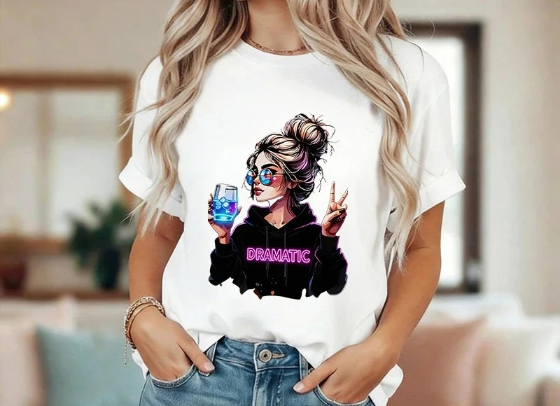 Dramatic Wine Art  Sleeve T Shirt for Woman Graphic  Tshirt Women's T-Shirt Harajuku Clothing