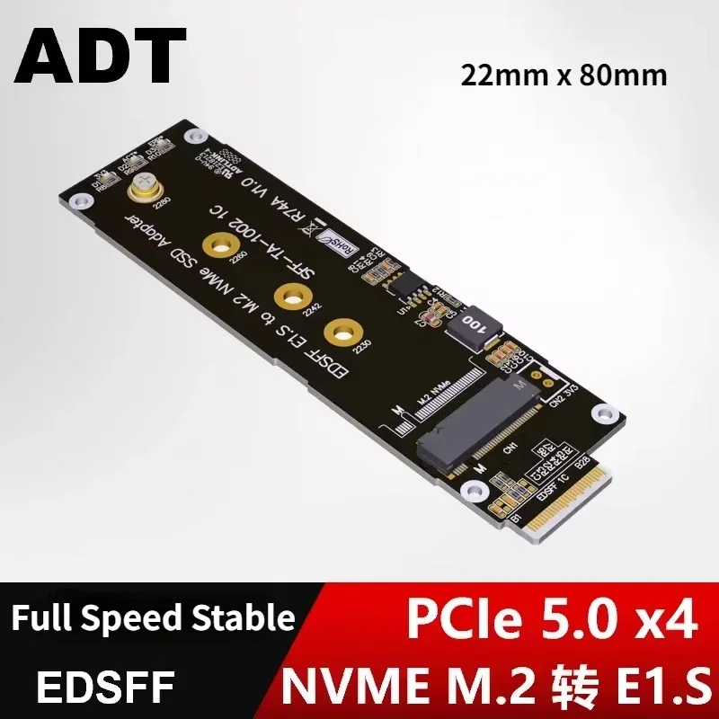 PCIe 5.0 x4 NVMe M.2 SSD to EDSFF E1.S Adapter Extension Riser Card EDSFF E1.S to M.2 NGFF(2230) SSD GEN5 1U Server Case Chassis