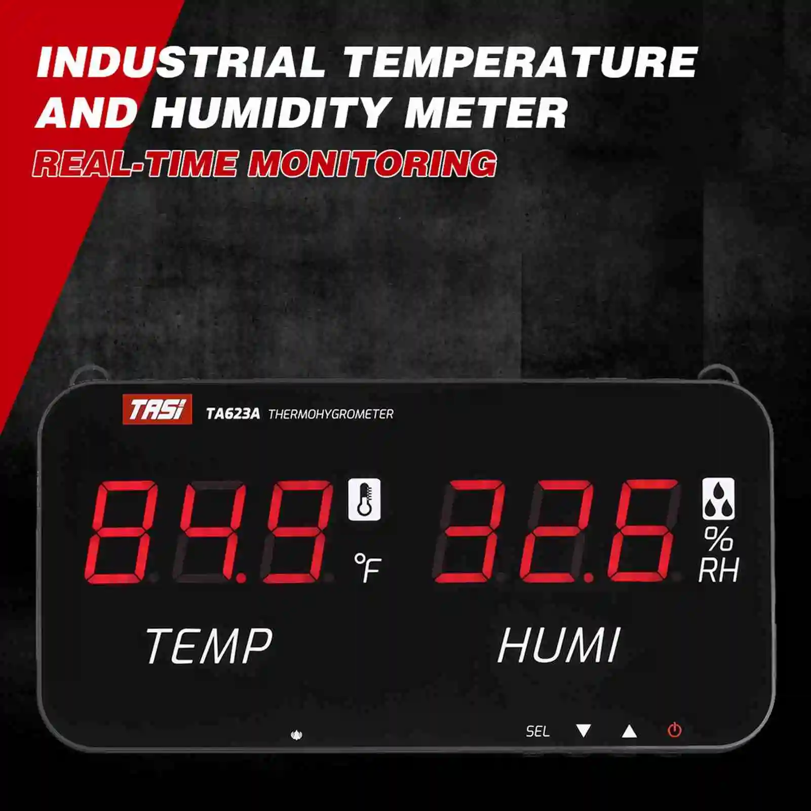 TASI Intelligent temperature -20℃-80℃ LED digital display wall mounted industrial agricultural household digital hygrograph