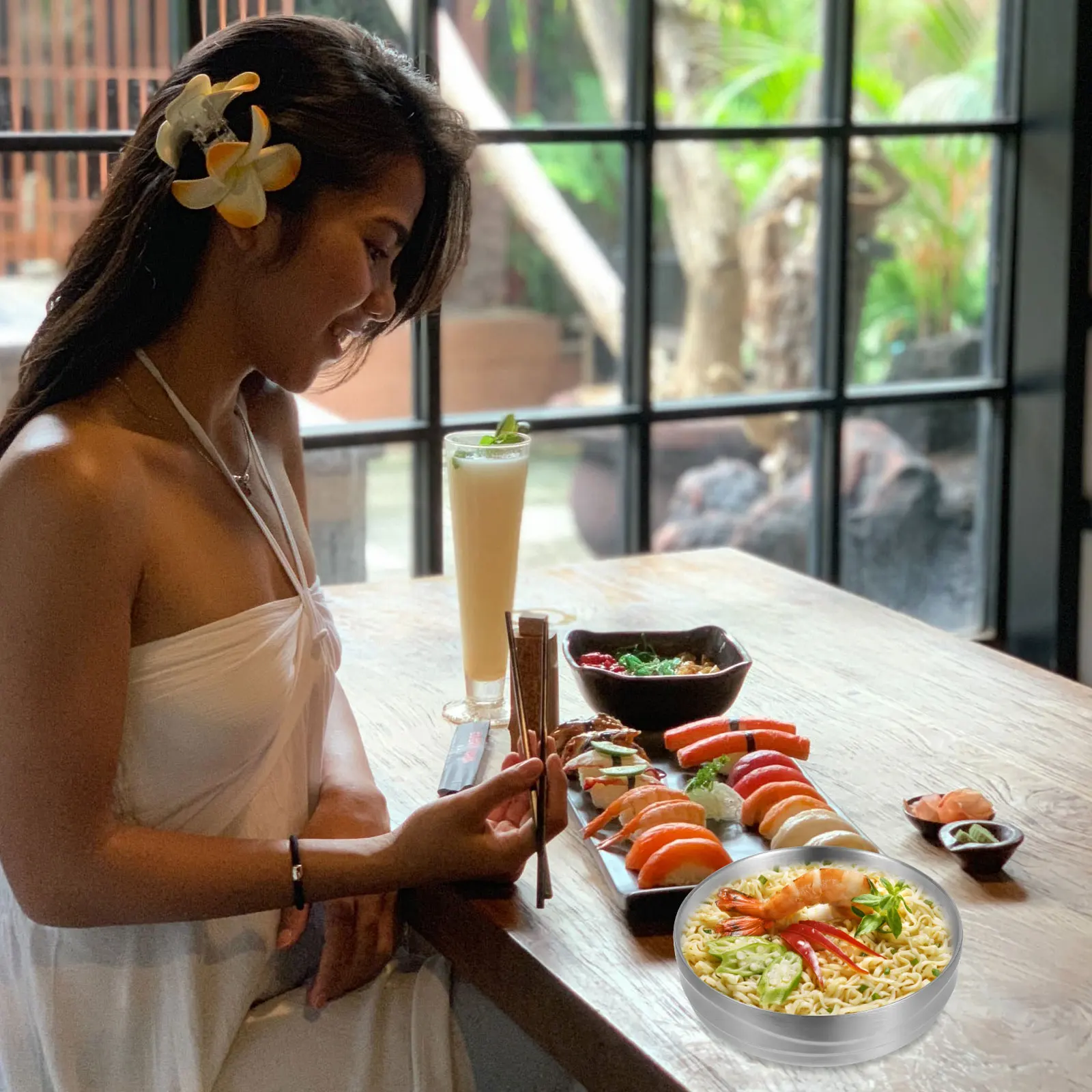 

Stainless Steel 20cm Ramen Ramen Korean Kitchen Soup Bowls Tableware Stainless Steel Soup Bowls Home Restaurant Party