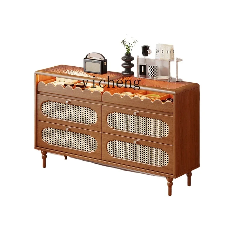 

HSN solid wood chest chest drawer type bedroom small apartment desk six bucket cabinet storage cabinet