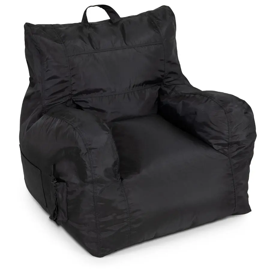 

Dorm Bean Bag Chair with Drink Holder and Pocket, Black Smartmax, Durable Polyester Nylon Blend, 3 feet