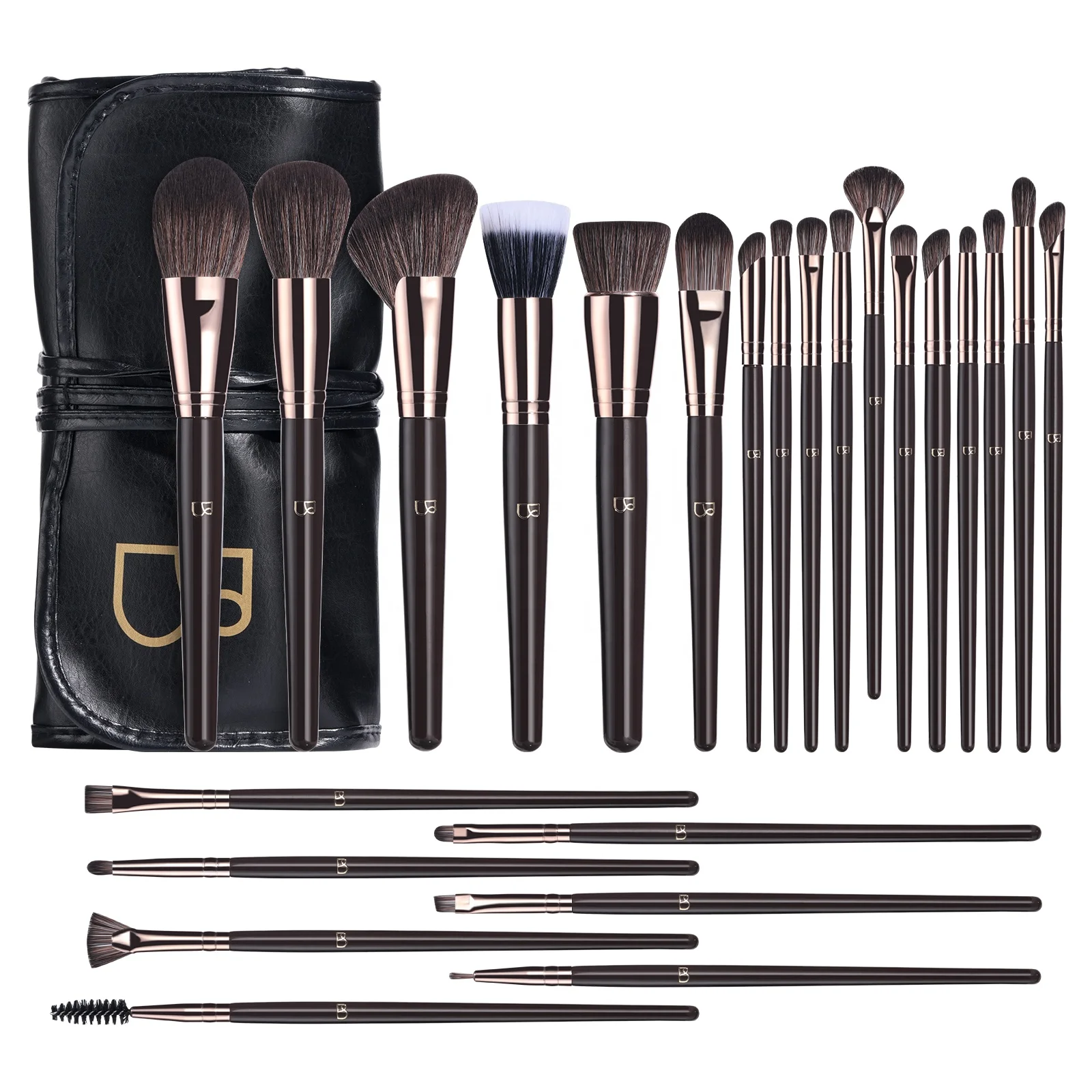 # Hot Sales BS-MALL 2024 Makeup Brushes Kits Private Label Wooden Handle Professional Synthetic 24Pcs Makeup Brush Set With Bag